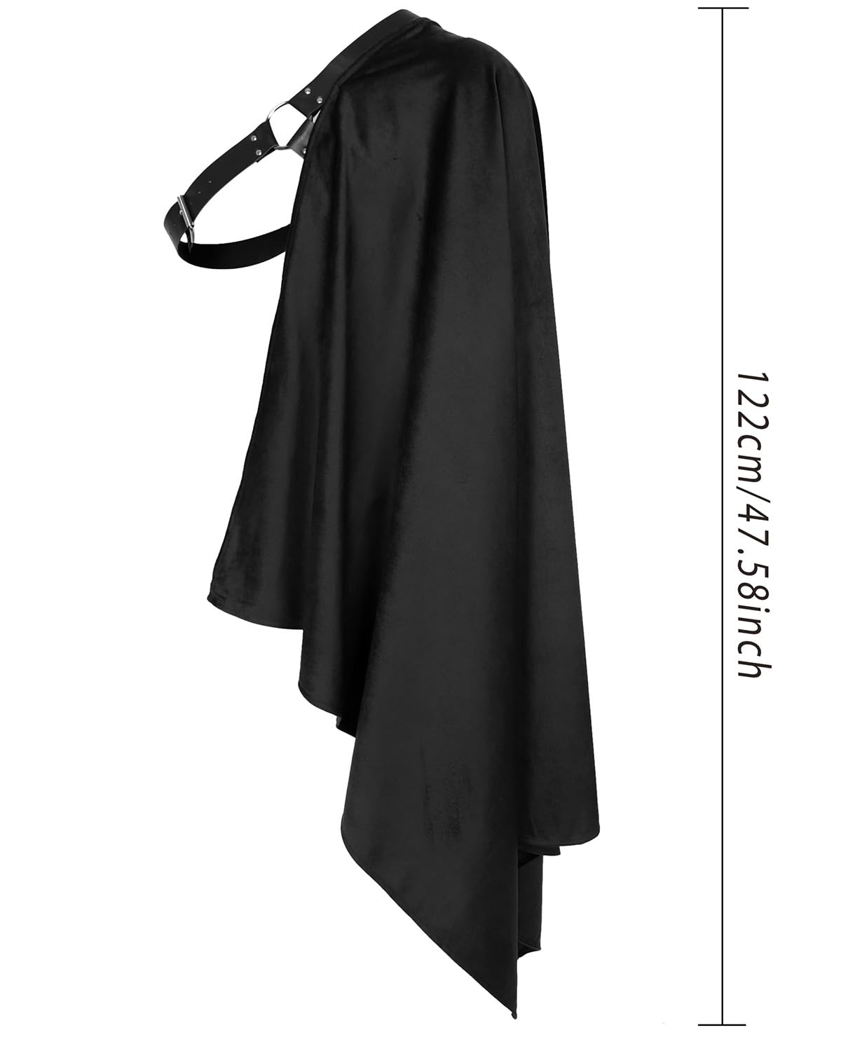 Medieval Knight Cloak with Belt - Half Shoulder Cape, Black