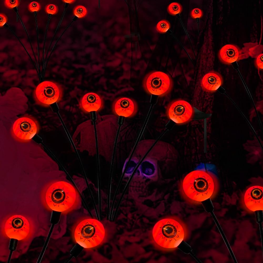 Orange Halloween Solar Scary Eyeball Lights - lifestyle