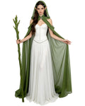 Women's Sheer Fairy Hooded Cloak - Elven Chiffon Cape, Forest Green