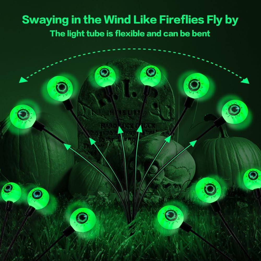 Green Halloween Solar Scary Eyeball Lights - lifestyle