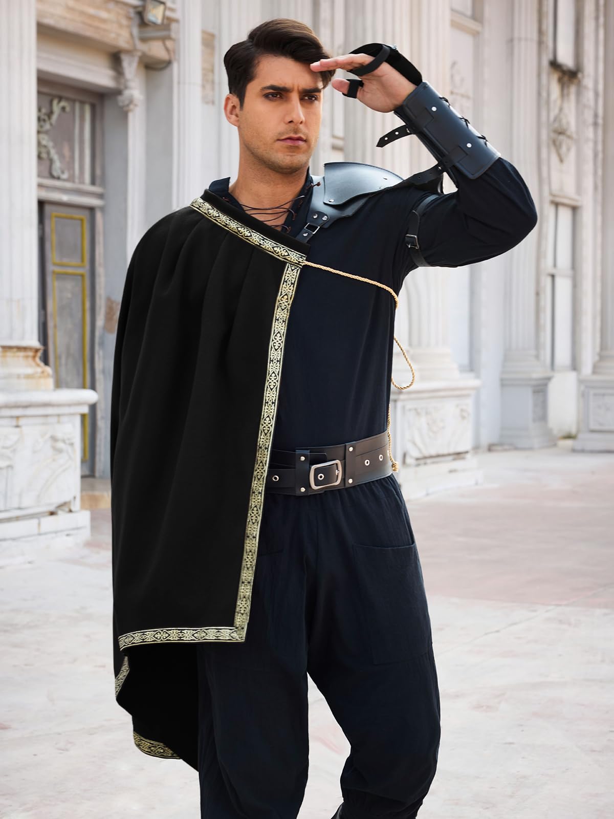 Men's Renaissance Half-Shoulder Cape - Medieval Knight Costume Cloak