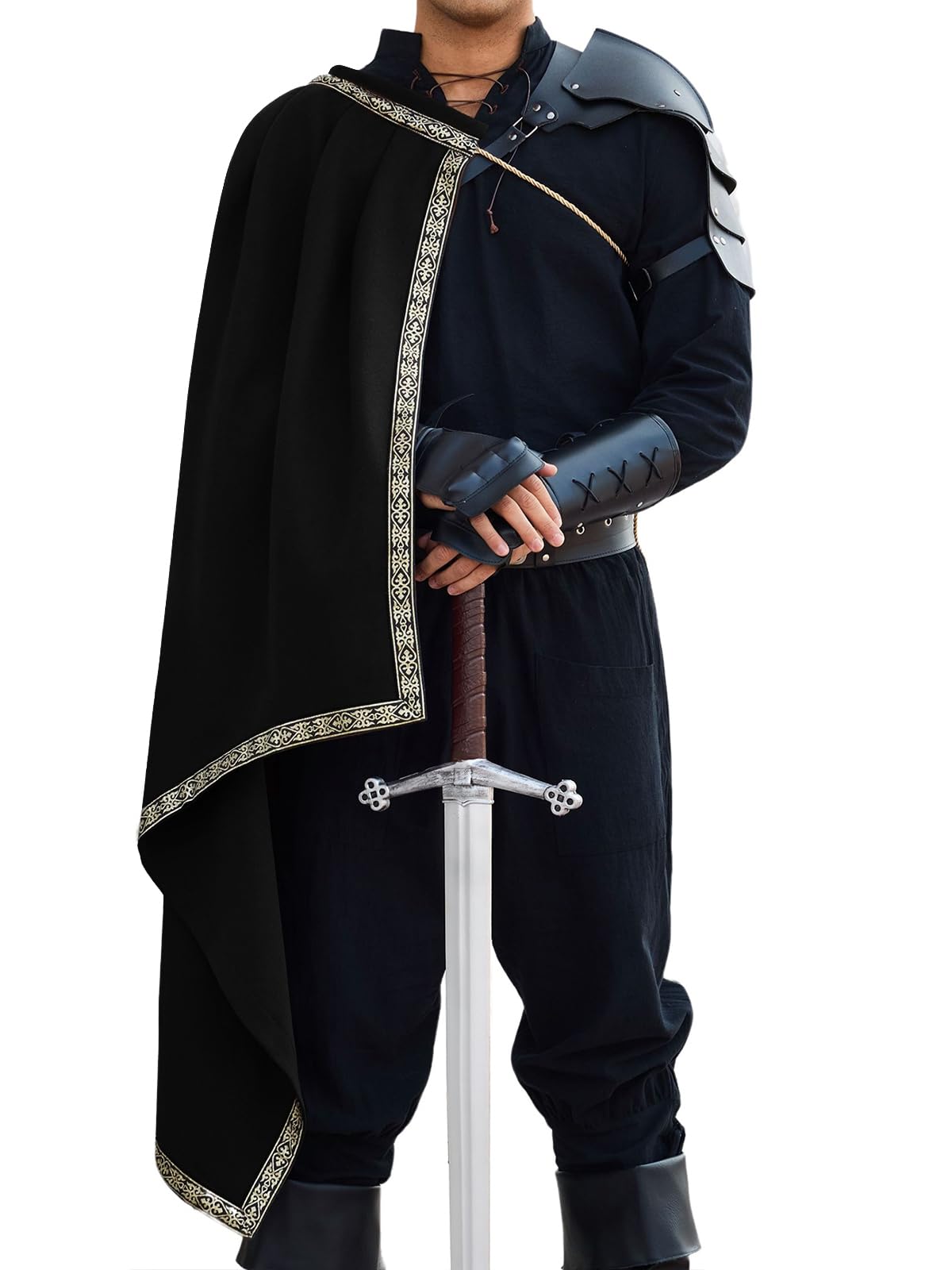 Men's Renaissance Half-Shoulder Cape - Medieval Knight Costume Cloak