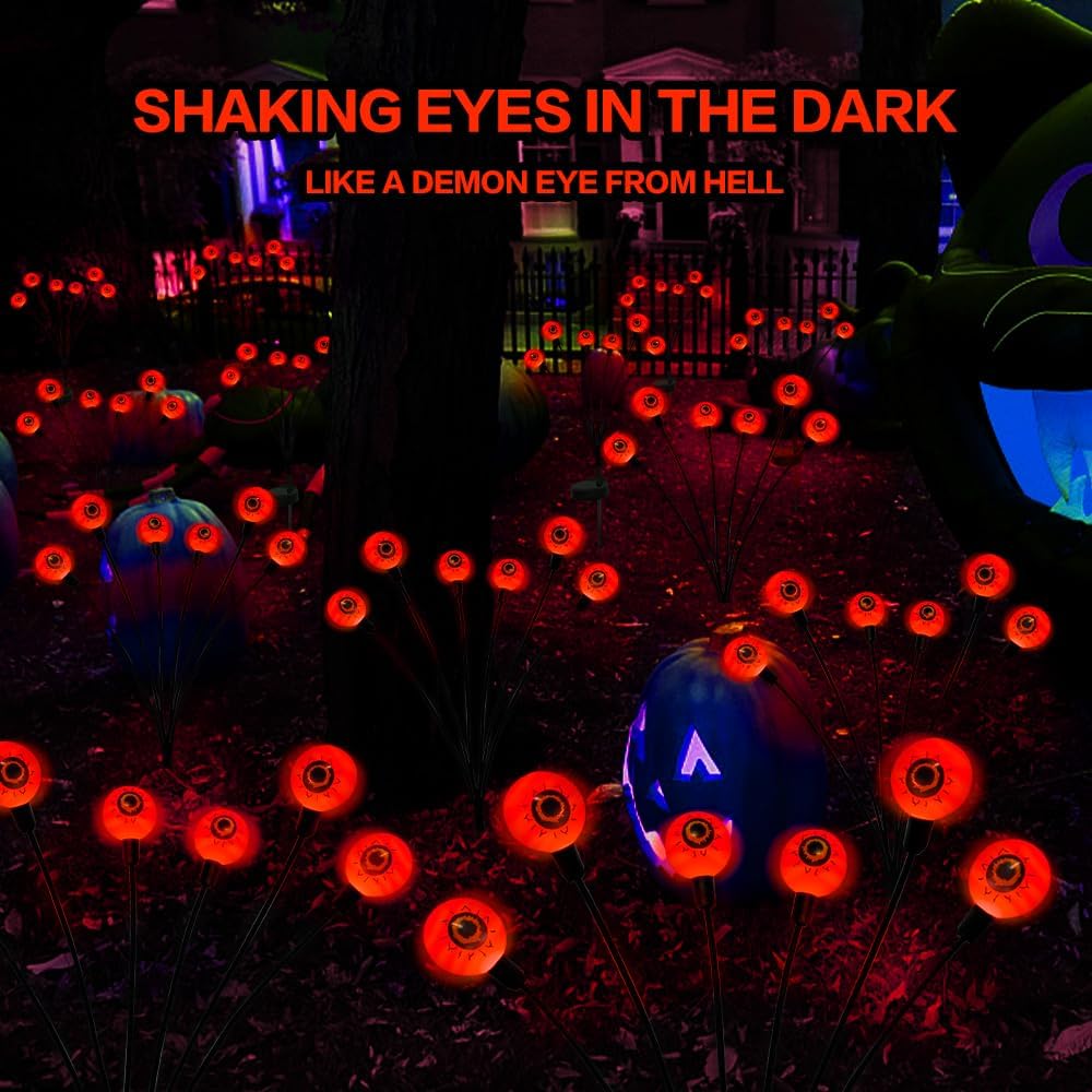Orange Halloween Solar Scary Eyeball Lights - detail 2