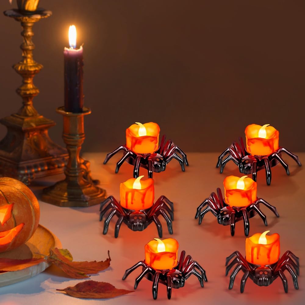 Halloween Flameless Spider Tea Light Candles - main
