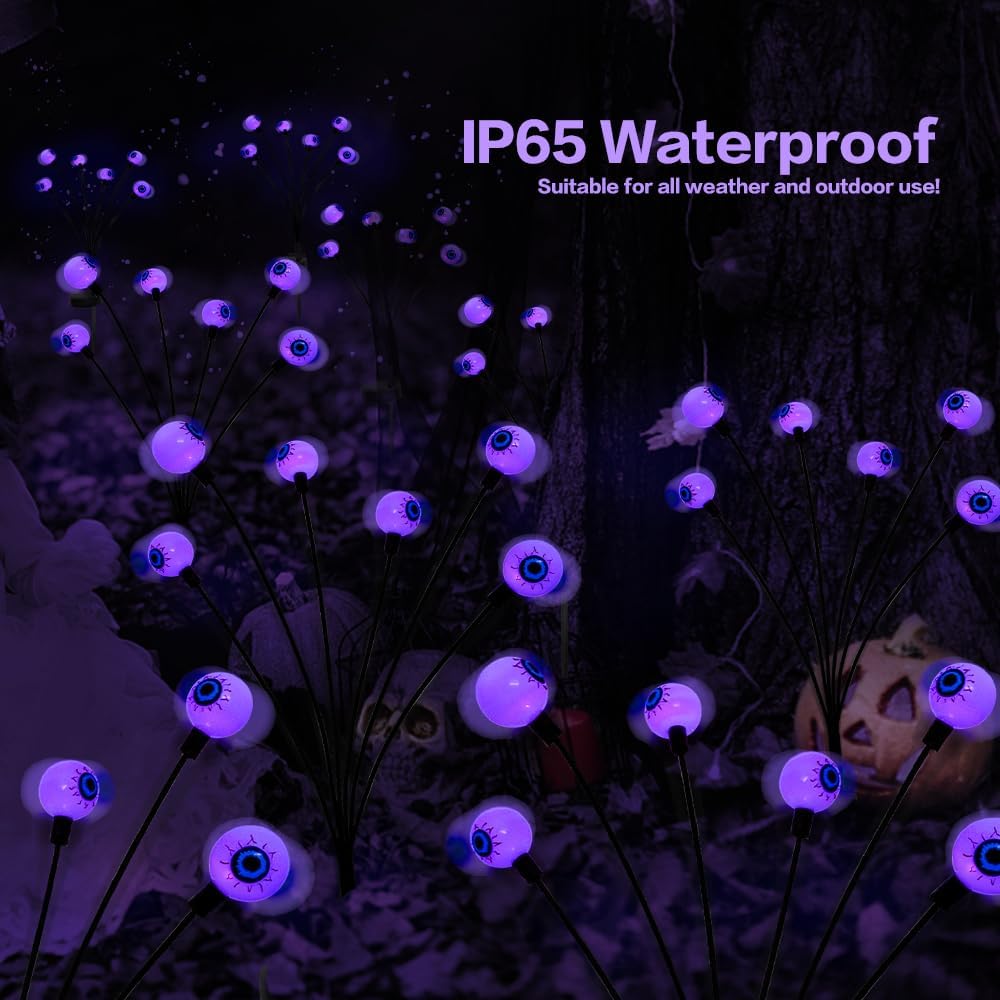 Purple Halloween Solar Scary Eyeball Lights - specs