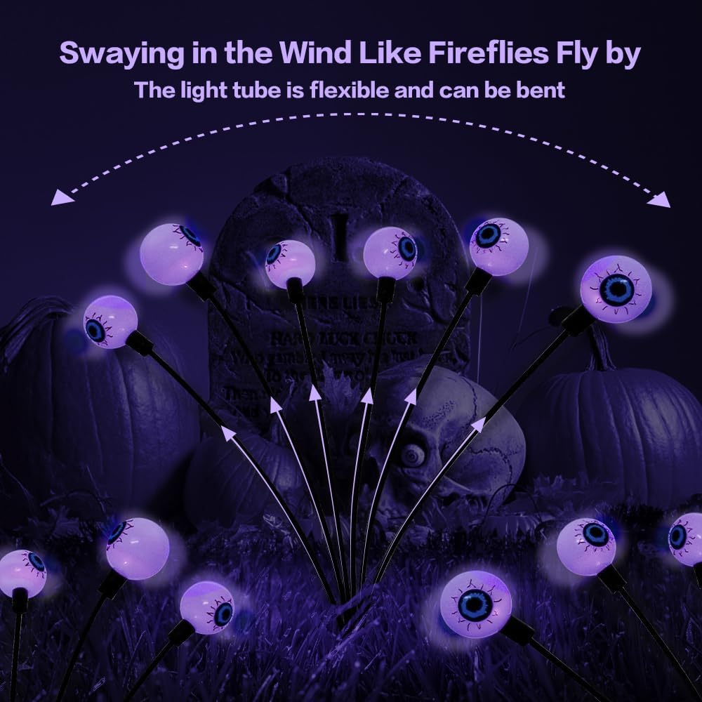 Purple Halloween Solar Scary Eyeball Lights - lifestyle