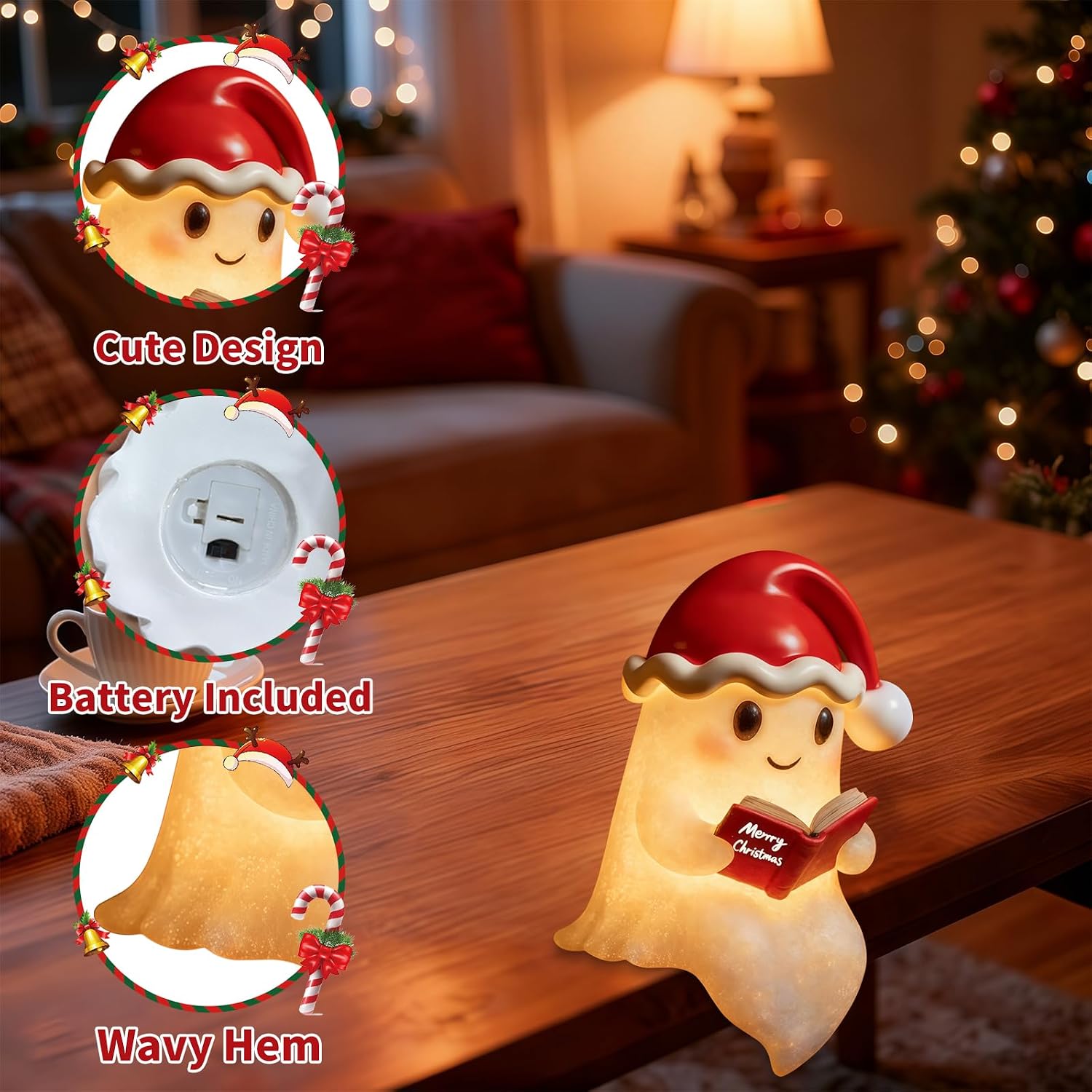 Christmas Ghost figurine side view