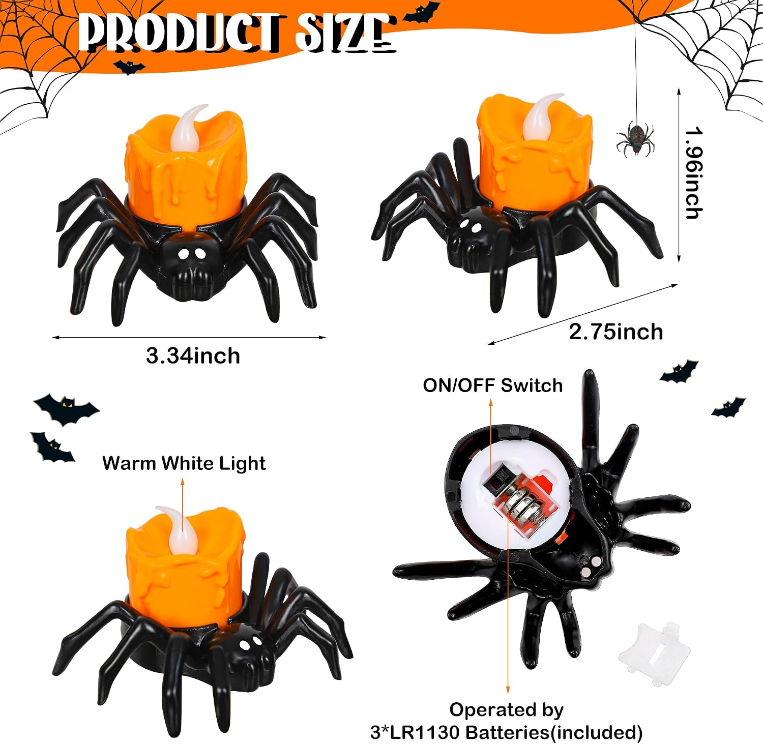 Halloween Flameless Spider Tea Light Candles pack sizes