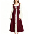 Women's Renaissance Fairy Dress with Bell Sleeves, Red