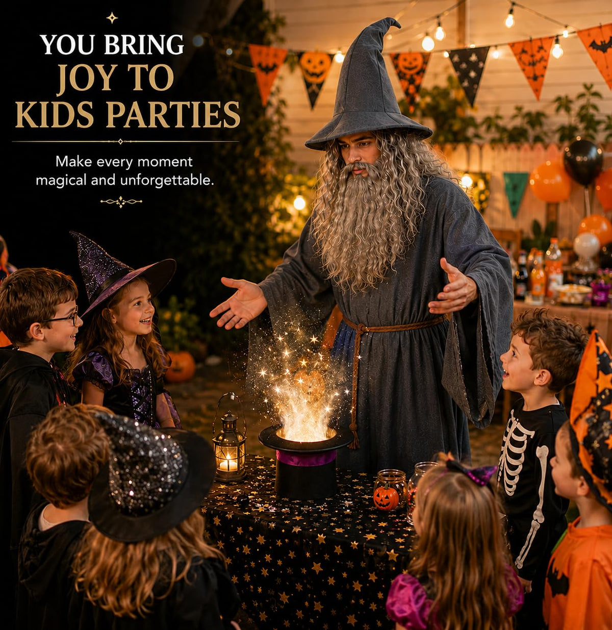 Men's Wizard Costume Set - Robe, Hat, Wig, Beard & Belt