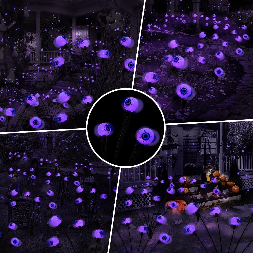 Purple Halloween Solar Scary Eyeball Lights - detail 2