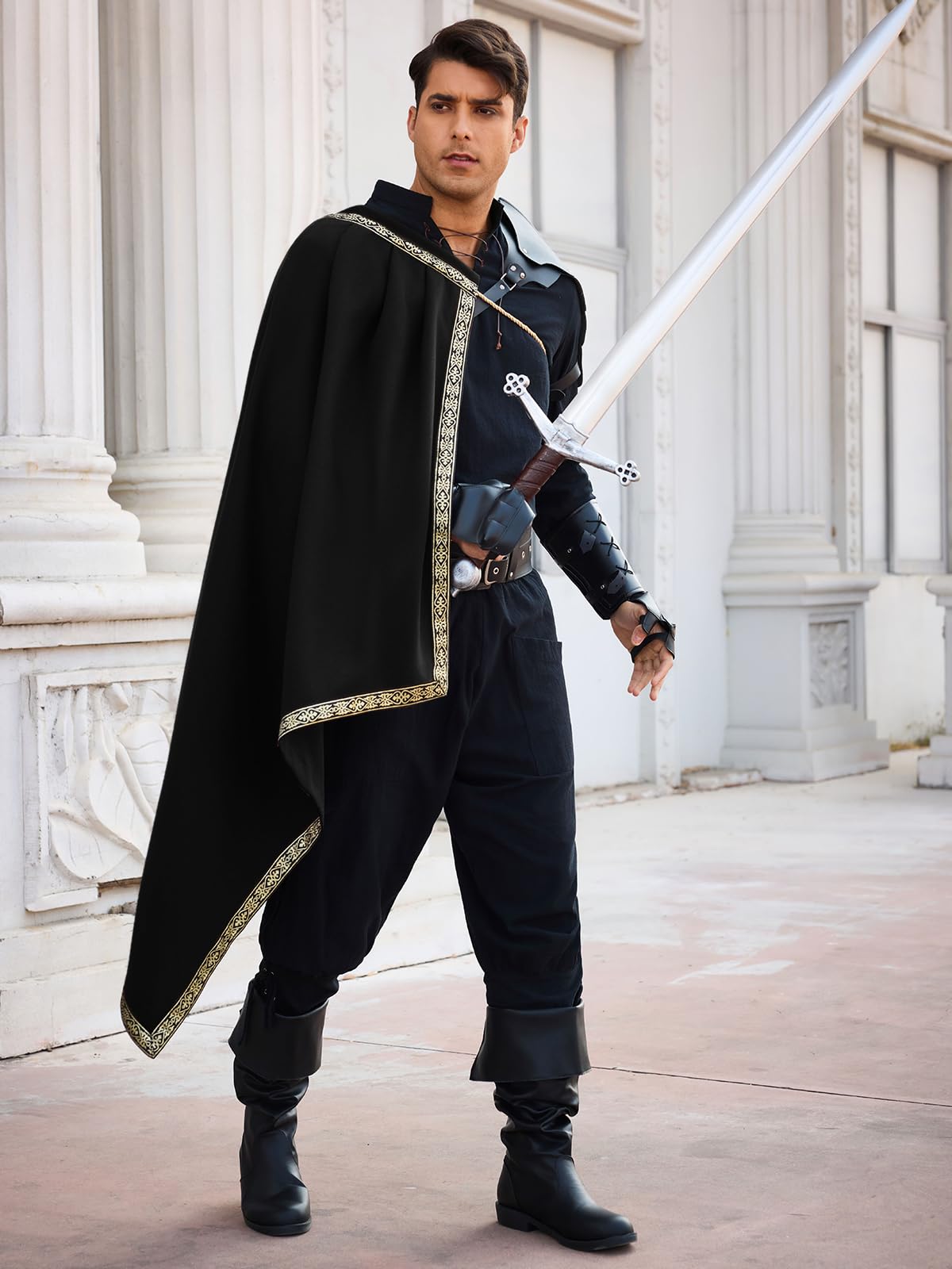 Men's Renaissance Half-Shoulder Cape - Medieval Knight Costume Cloak