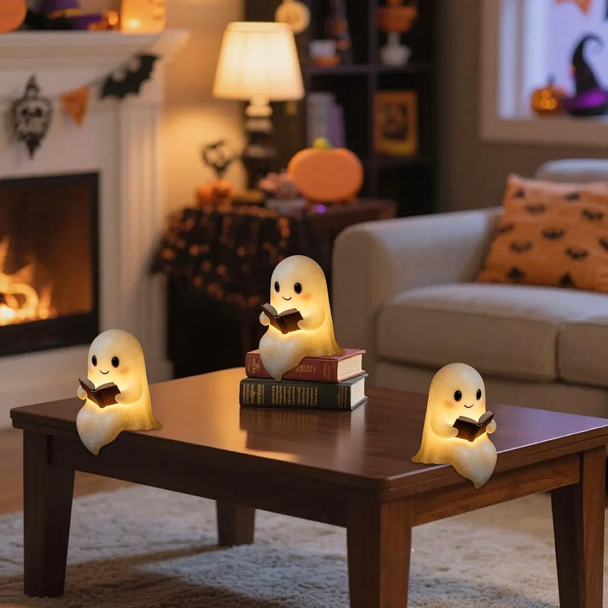 Halloween Ghost figurine styled on shelf