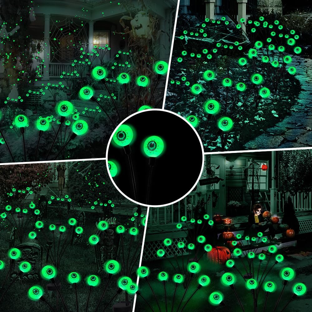 Green Halloween Solar Scary Eyeball Lights - detail 2