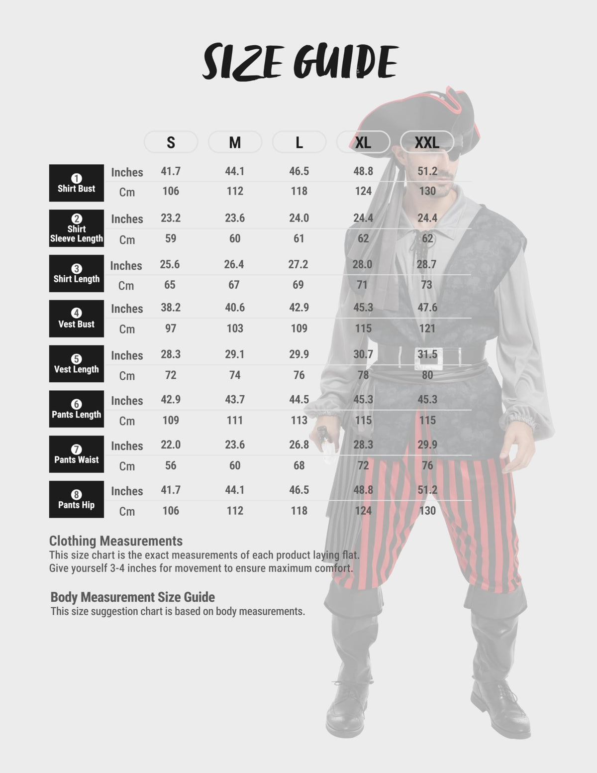 Men's Pirate Costume Set - Shirt, Vest, Pants, Hat & Accessories