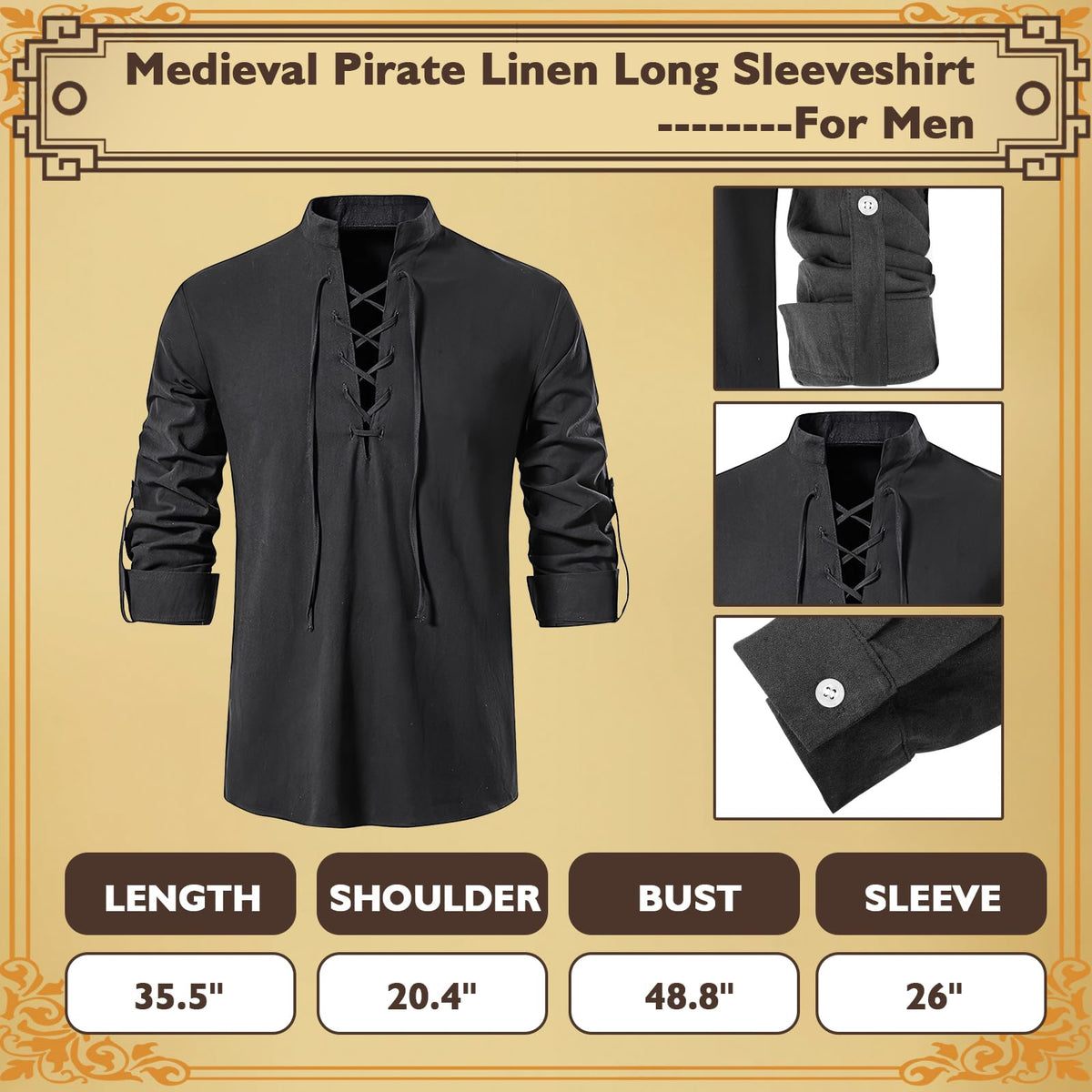 Men's 7-Piece Renaissance Costume Set - Medieval Viking Warrior Outfit