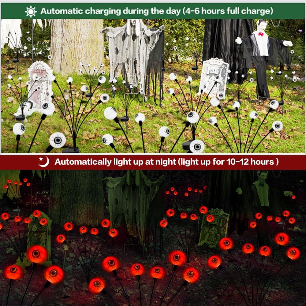 Orange Halloween Solar Scary Eyeball Lights - package