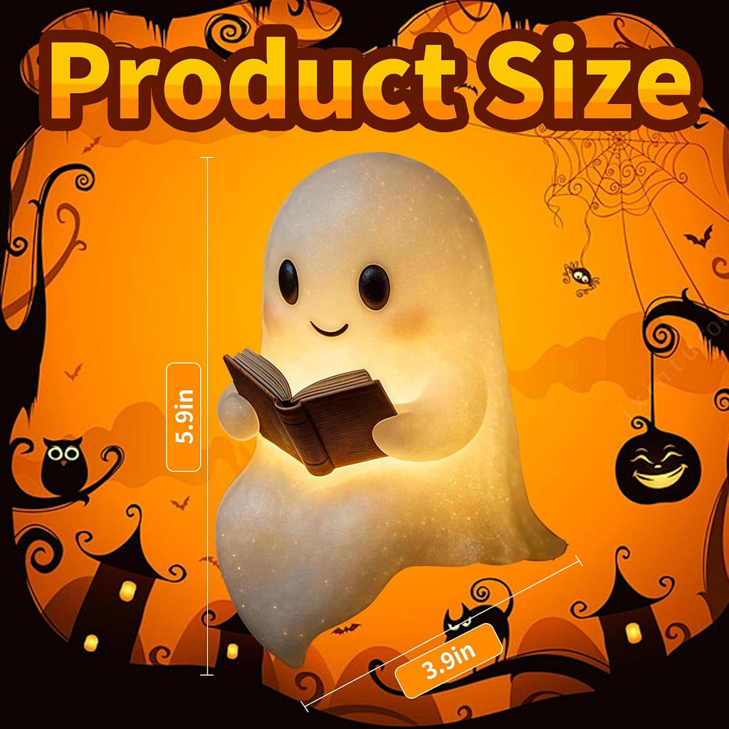 Halloween Ghost figurine on bookshelf