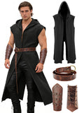 Men's Renaissance Costume Set - Hooded Surcoat, Belt & Bracers