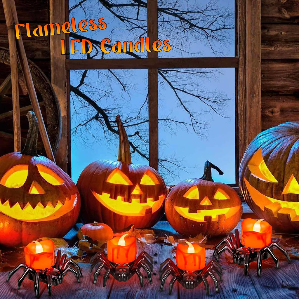 Halloween Flameless Spider Tea Light Candles table decor