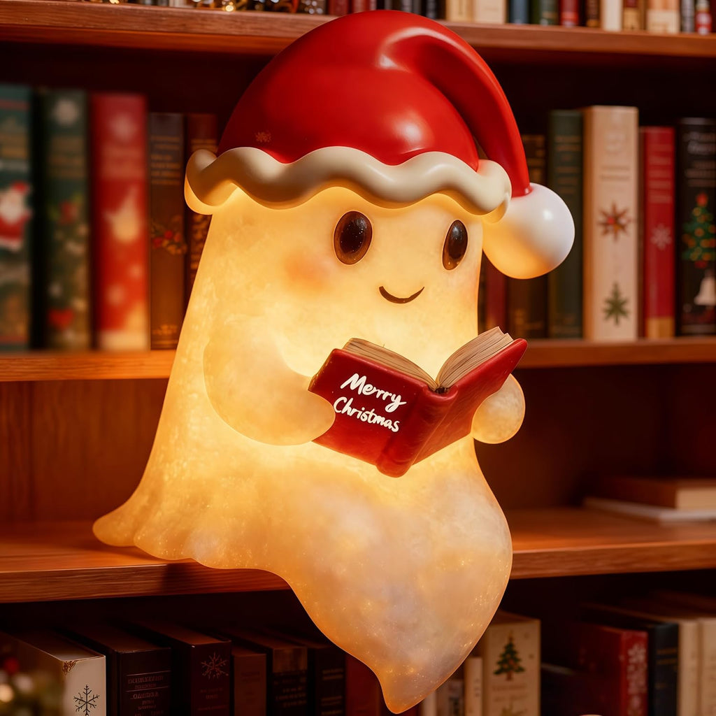 Christmas Ghost figurine styled on shelf