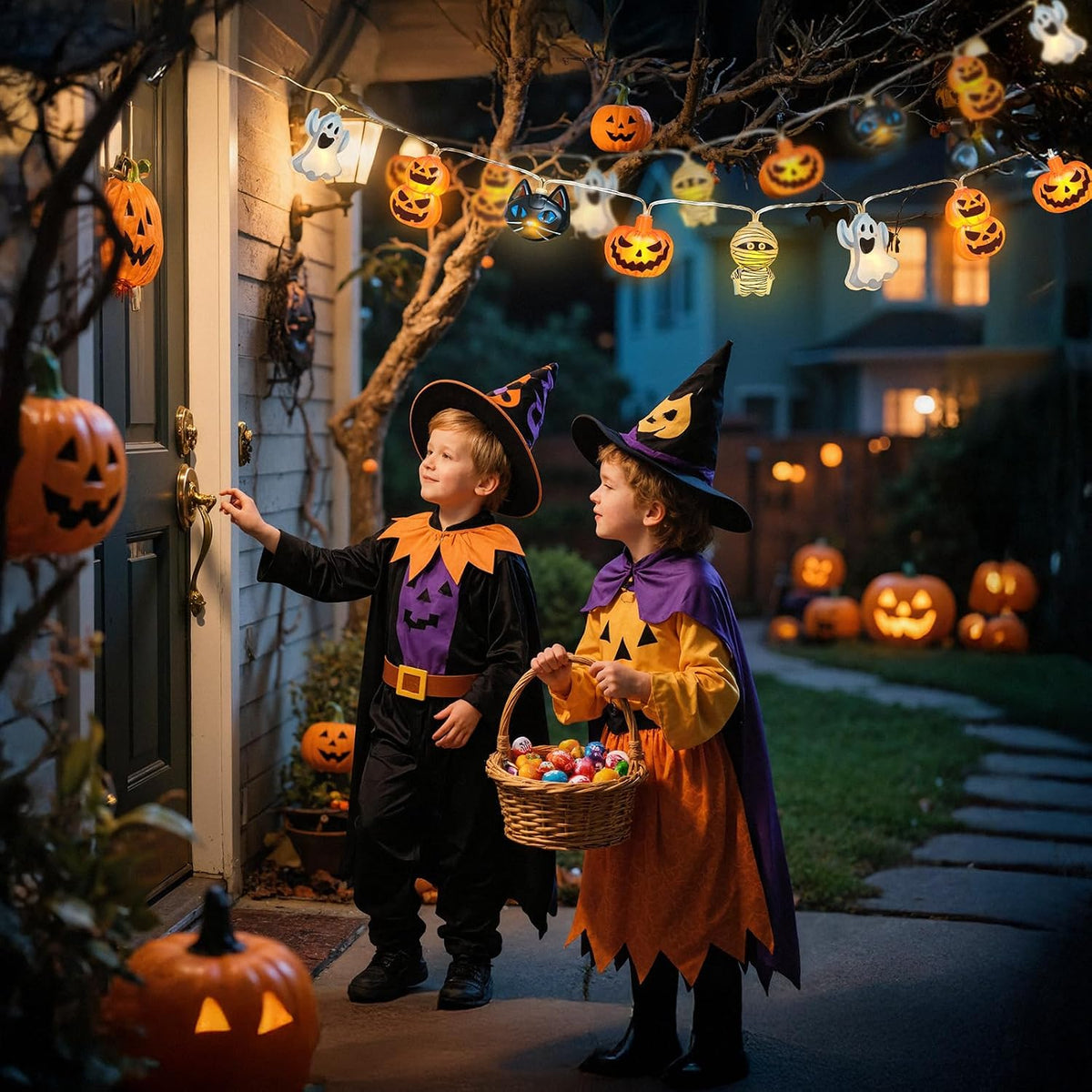 Orange Halloween string lights party decor
