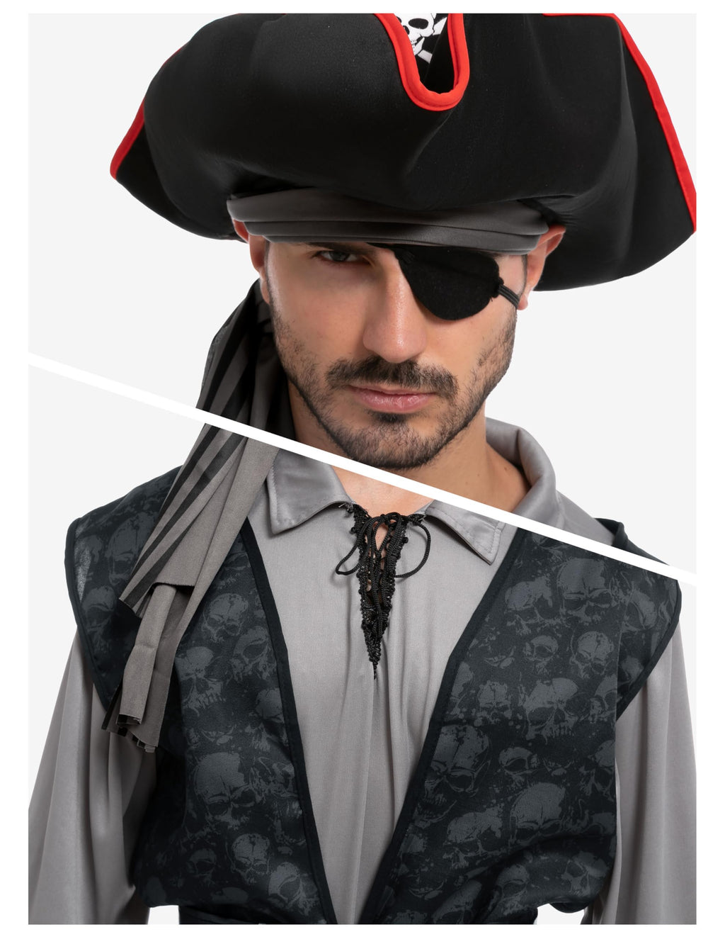 Men's Pirate Costume Set - Shirt, Vest, Pants, Hat & Accessories