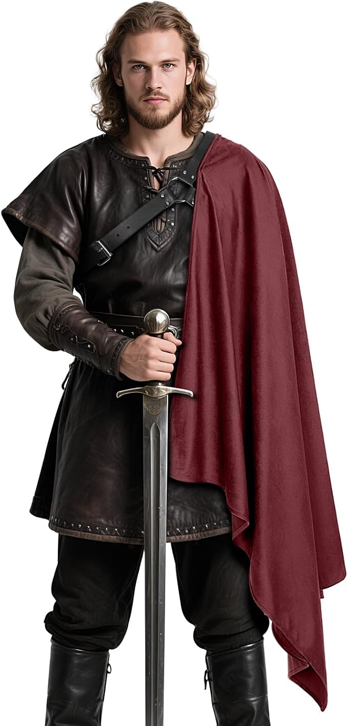 Medieval Knight Cloak with Belt - Red
