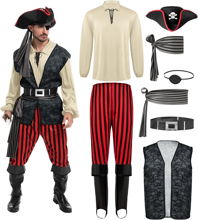 Men's Pirate Costume Set - Beige