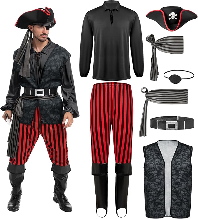 Men's Pirate Costume Set - Black