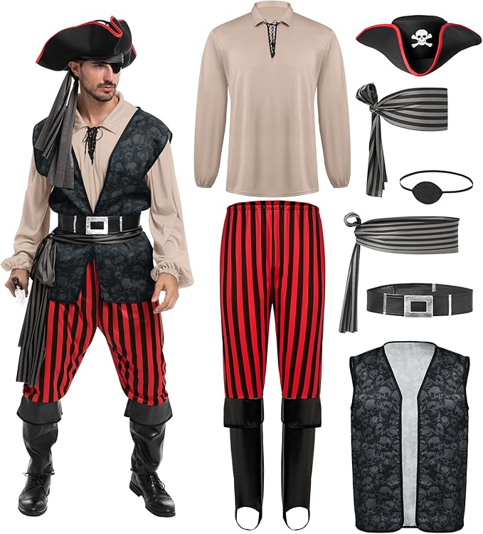 Men's Pirate Costume Set - Khaki