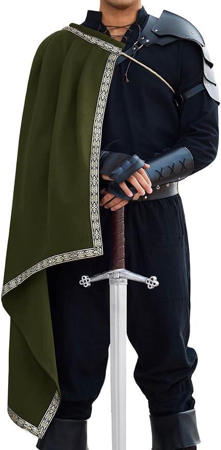 Men's Renaissance Half-Shoulder Cape - Army Green