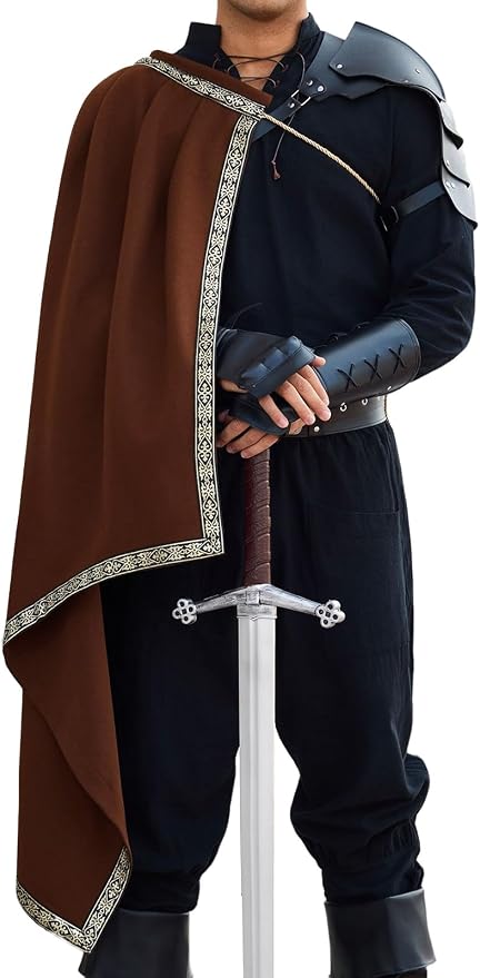 Men's Renaissance Half-Shoulder Cape - Brown