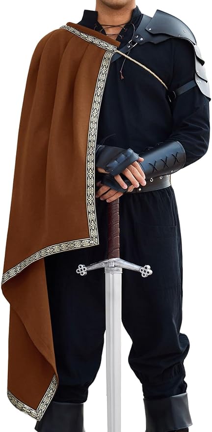 Men's Renaissance Half-Shoulder Cape - Coffee
