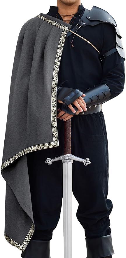 Men's Renaissance Half-Shoulder Cape - Dark Gray