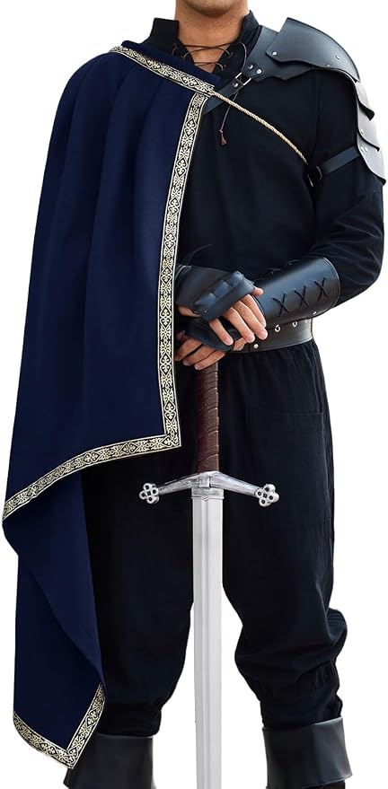 Men's Renaissance Half-Shoulder Cape - Navy Blue