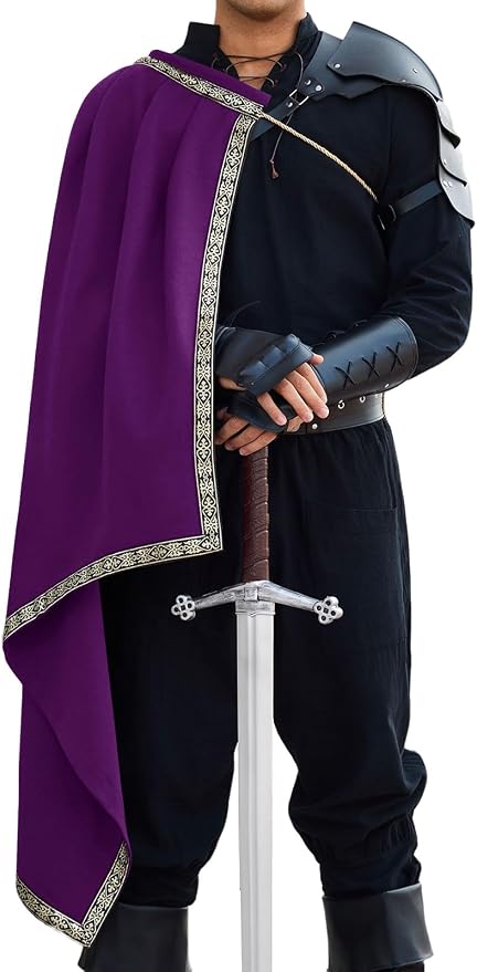 Men's Renaissance Half-Shoulder Cape - Purple