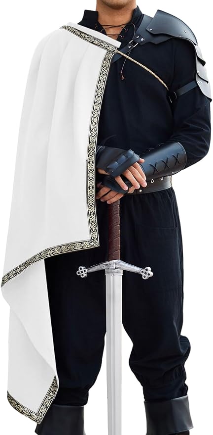 Men's Renaissance Half-Shoulder Cape - White