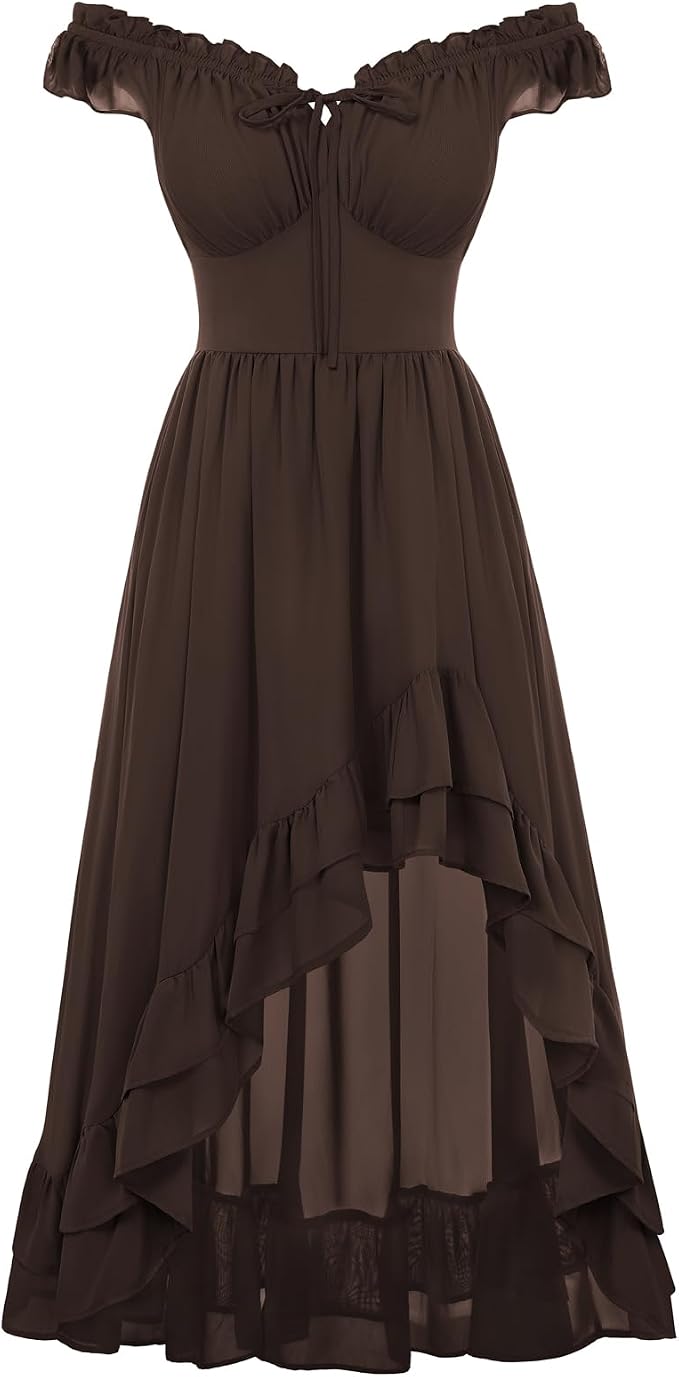 Women's Renaissance Corset Dress - Dark Brown