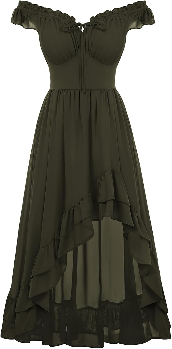 Women's Renaissance Corset Dress - Dark Green