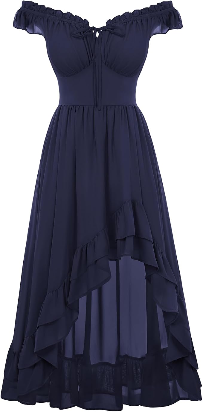 Women's Renaissance Corset Dress - Navy Blue