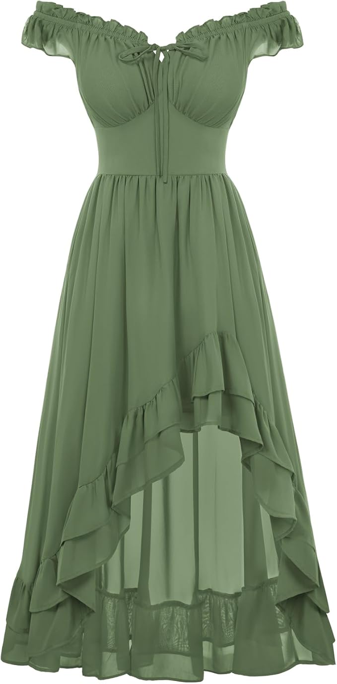 Women's Renaissance Corset Dress - Olive Green