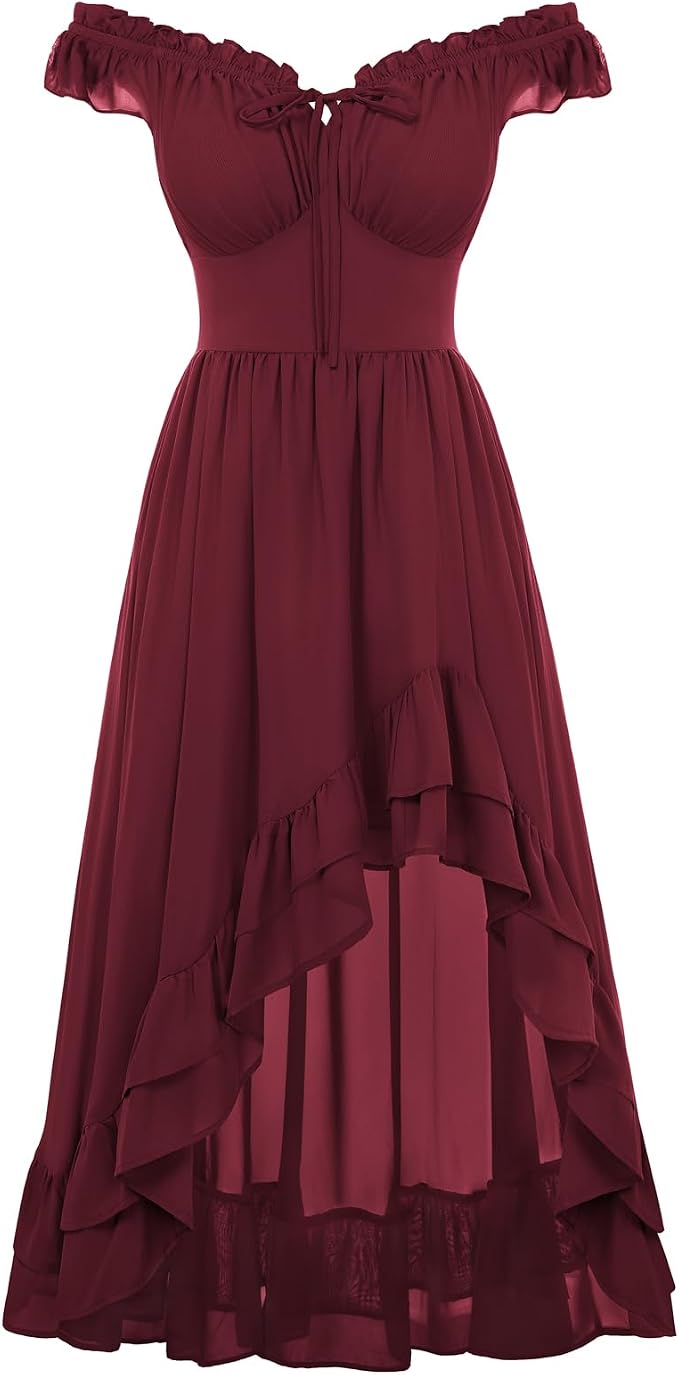 Women's Renaissance Corset Dress - Wine Red