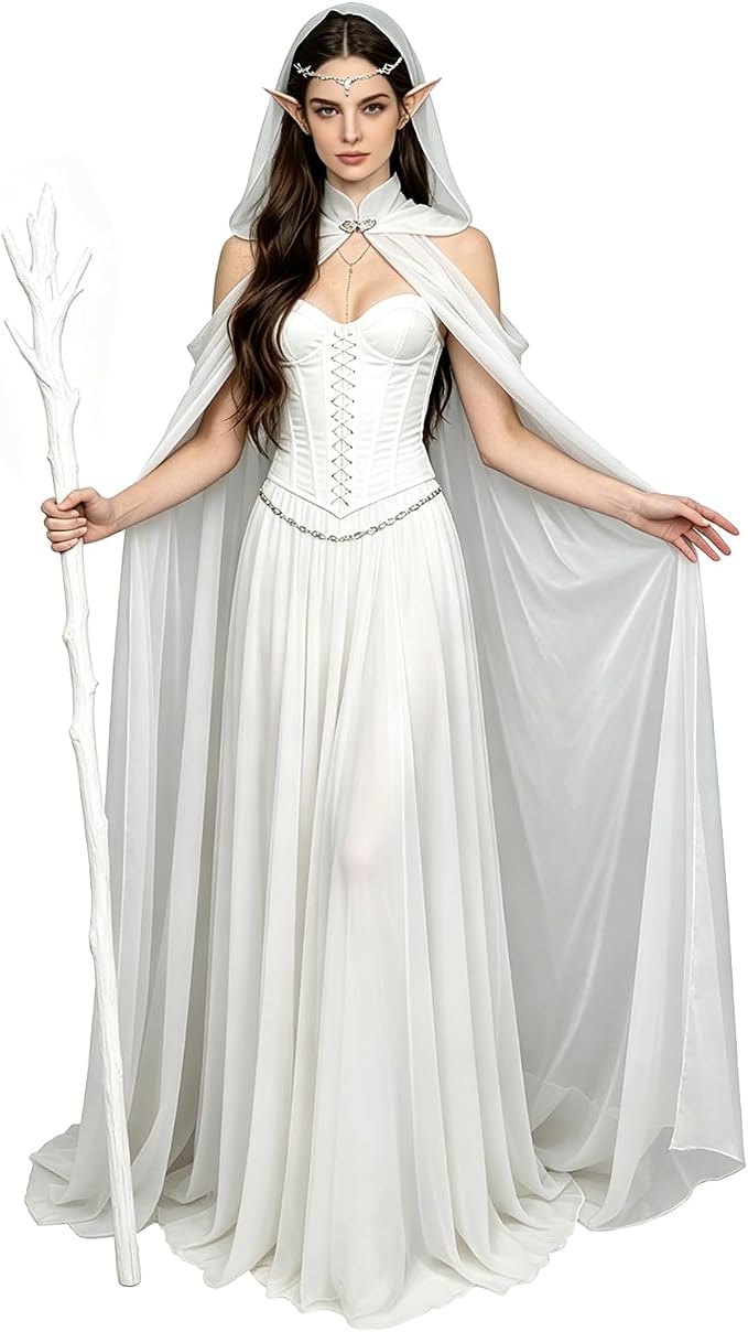 Women's Sheer Fairy Hooded Cloak - White